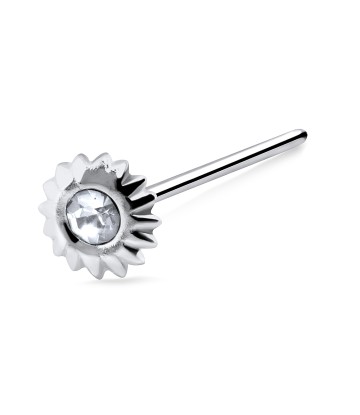 Sunflower Shaped Silver Straight Nose Stud NSKA-71